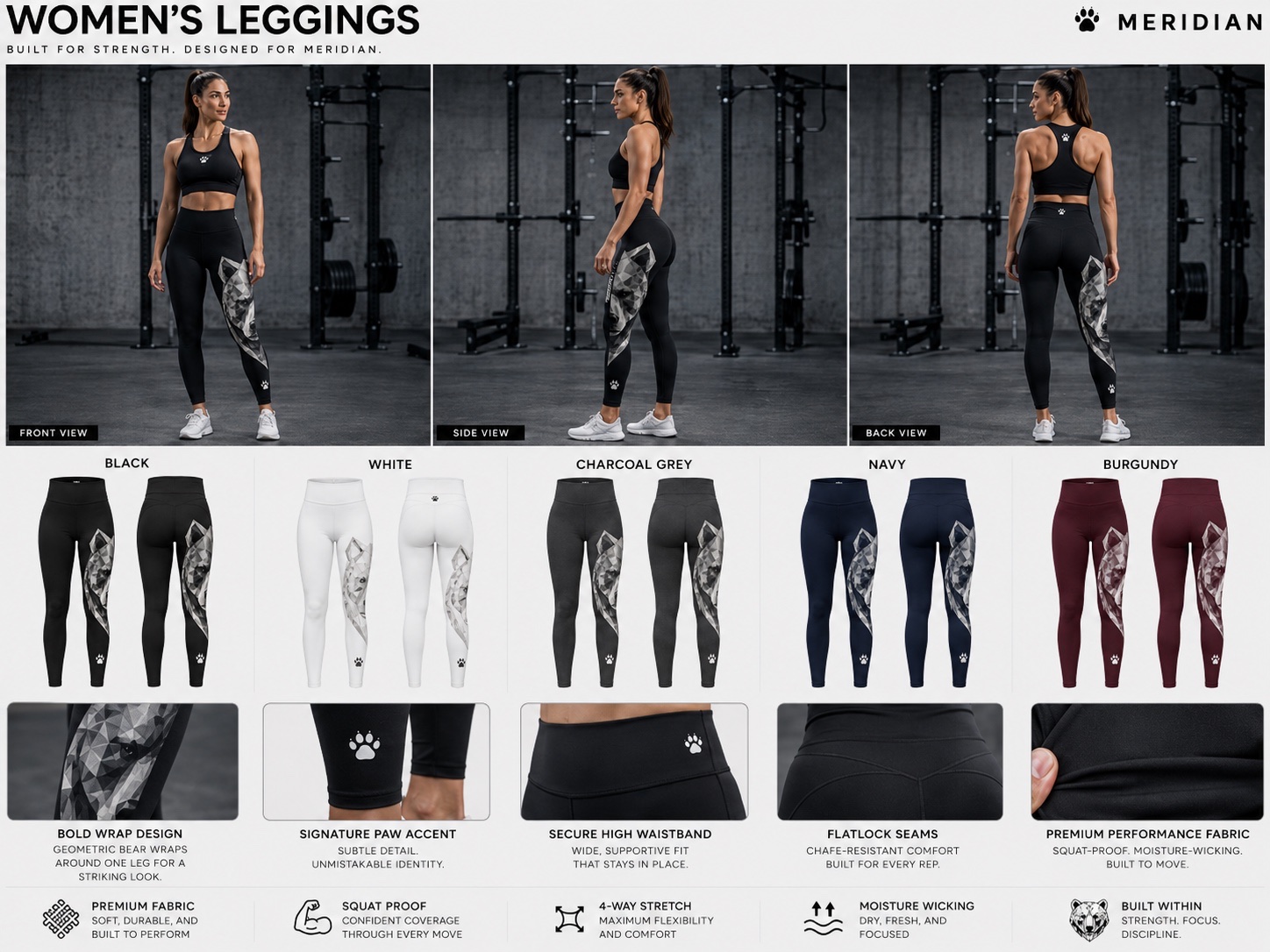 Meridian women's wrap-legging design and colour study