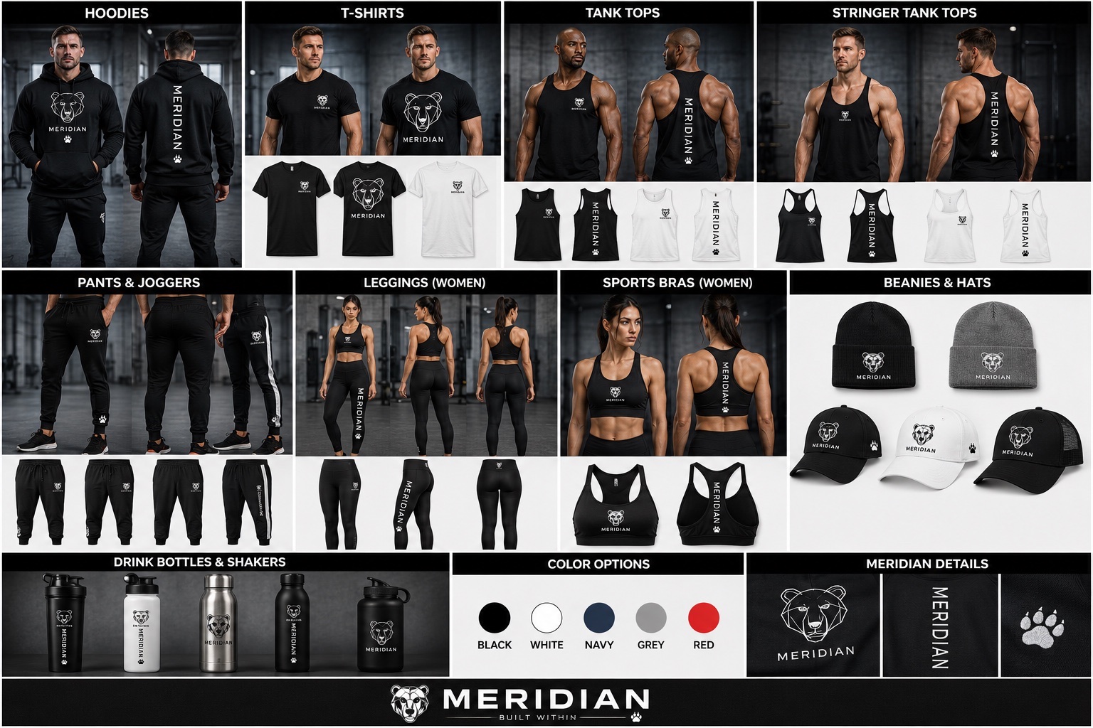 Original Meridian apparel range inventory board
