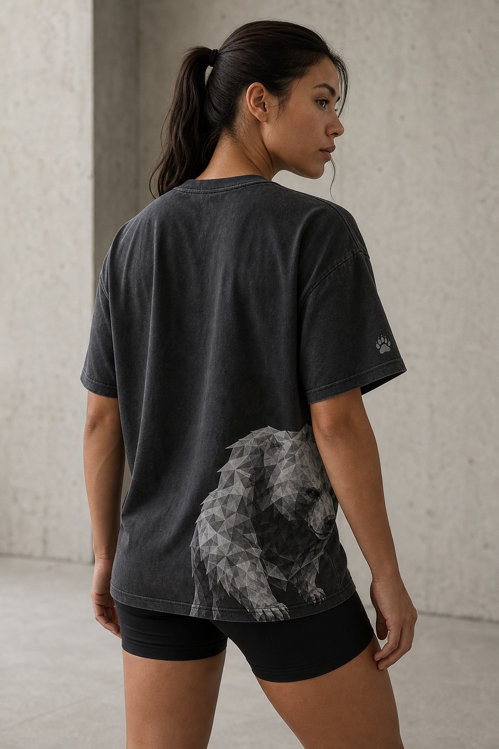 Washed Charcoal Washed Wrap Oversized Tee